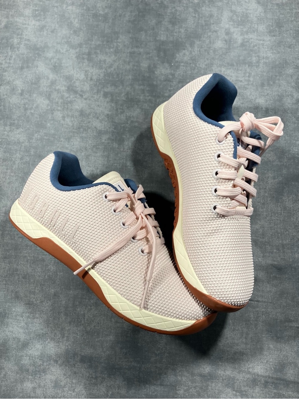 NOBULL Blush Knit Lace-Up Training Shoes with Navy Collar